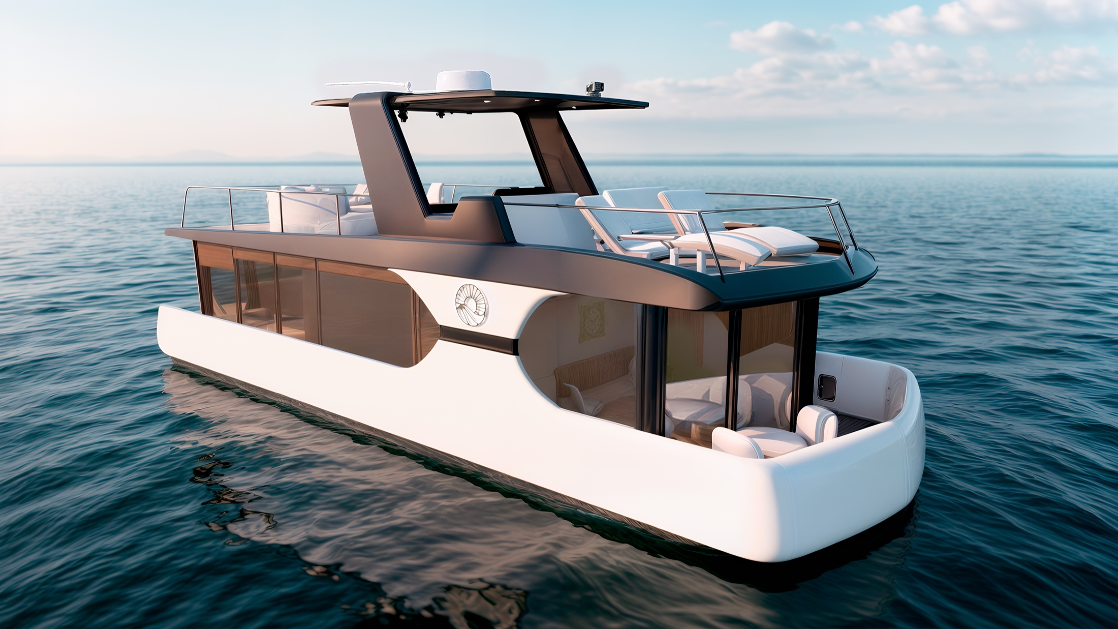 Dharma architecture: open upper deck and panoramic glazing